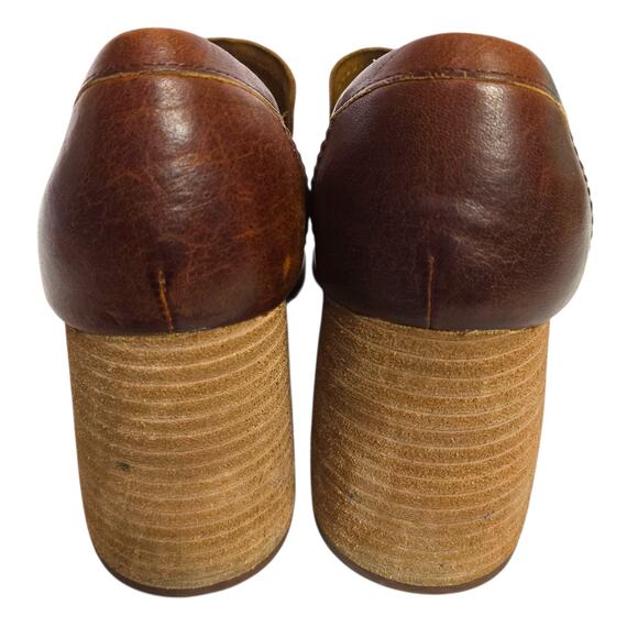 Kork Ease Modeste Penny Loafer Heels Brown Leather Pump Chunky Block Slip On 8.5 - Picture 5 of 16